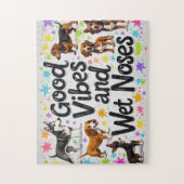 犬と良いバイブとウェットノーズのドードルよくはしゃぐズ ジグソーパズル (縦)