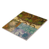 犬と花のアールヌーボースタイルミュシャ タイル (側面)