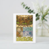 犬と花のアールヌーボースタイルミュシャ ポストカード (スタンド正面)