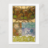 犬と花のアールヌーボースタイルミュシャ ポストカード (正面)