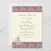 犬と花の誕生日招待状のための女の子 招待状 (裏面)