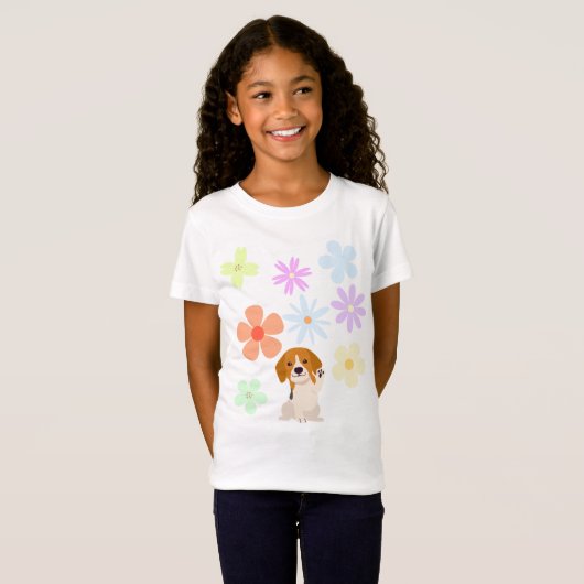 犬と花 Tシャツ (正面フル)