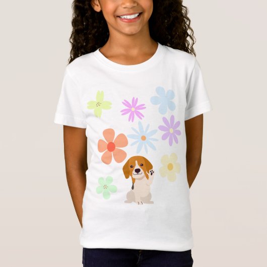犬と花 Tシャツ (正面)