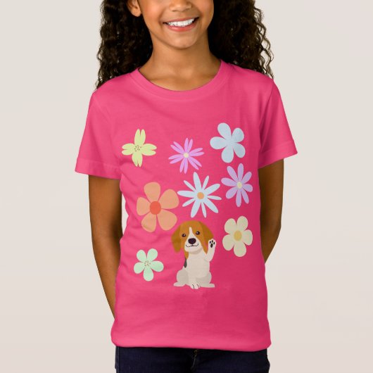 犬と花 Tシャツ (正面)