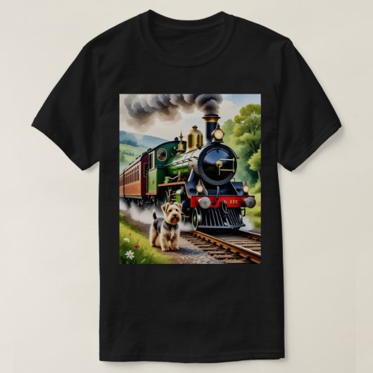 犬と蒸気機関車の出会い Tシャツ (デザイン正面)