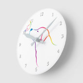 犬と蝶 ラウンド壁時計 (傾斜)