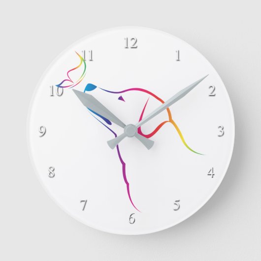 犬と蝶 ラウンド壁時計 (正面)