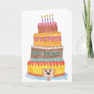 犬と誕生日ケーキ シーズンカード