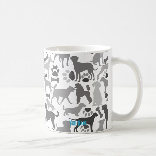 犬と足のパターン03.b白BG顧客 コーヒーマグカップ (右)
