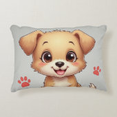 犬と足跡の付いた枕 アクセントクッション (正面)