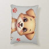 犬と足跡の付いた枕 アクセントクッション (裏面(縦))