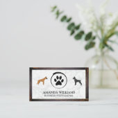 犬と足 |大理石 |ウッド縁ど名刺 名刺 (スタンド正面)