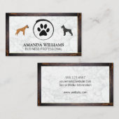 犬と足 |大理石 |ウッド縁ど名刺 名刺 (正面/裏面)