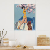 犬と車の中でポーズを取る ポスター (キッチン)