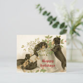 犬と遊クリスマスミスタントー&神聖なベリー シーズンポストカード (スタンド正面)