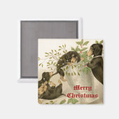 犬と遊クリスマスミスタントー&神聖なベリー マグネット (正面/裏面)
