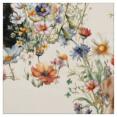 犬と野の花のシームレスなリピートパターン ファブリック (見本)