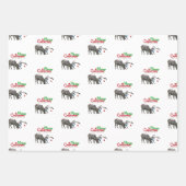 犬と野生動物のクリスマスラッピングシート ラッピングペーパーシート (正面3)