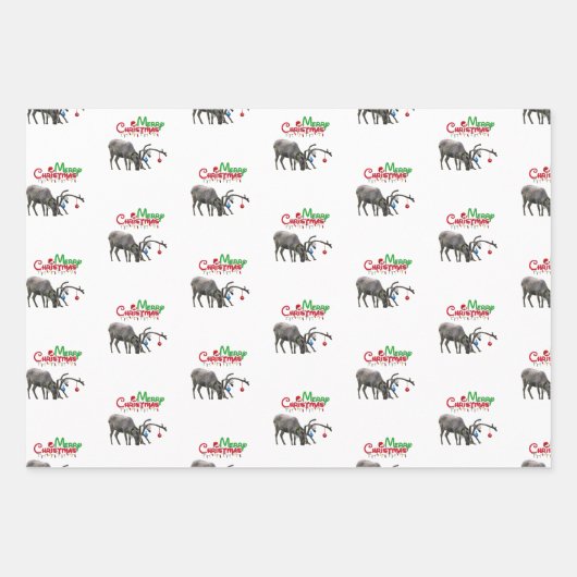 犬と野生動物のクリスマスラッピングシート ラッピングペーパーシート (正面3)