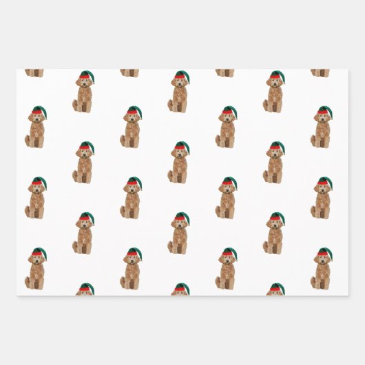 犬と野生動物のクリスマスラッピングシート ラッピングペーパーシート (正面2)
