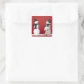 犬と雪だるま スクエアシール (バッグ)