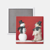犬と雪だるま マグネット (正面/裏面)