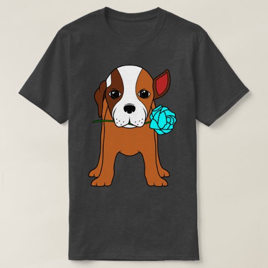 犬と青いバラ Tシャツ (デザイン正面)