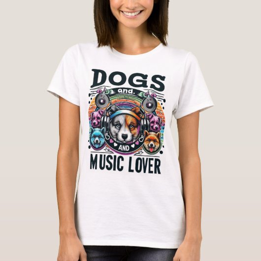 犬と音楽の恋人 Tシャツ (正面)