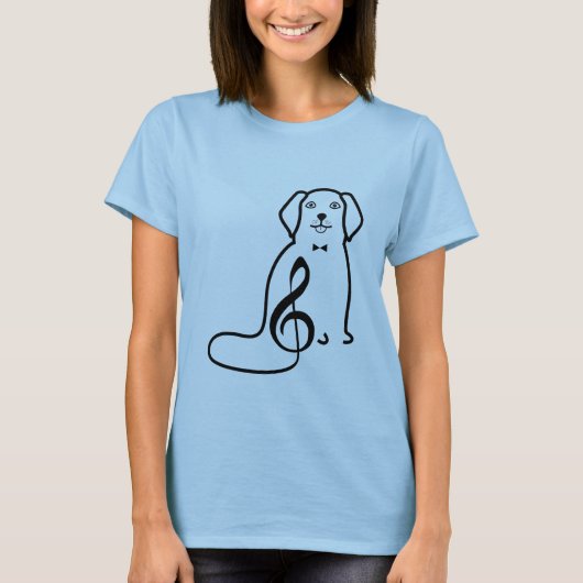 犬と音楽ノート Tシャツ (正面)