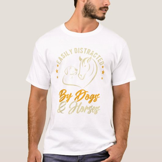 犬と馬に夢中 犬好きママ 馬好きママ Tシャツ (正面)