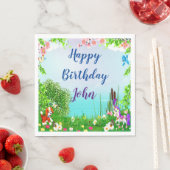 犬と馬の誕生日パーティー スタンダードランチョンナプキン (インサイチュ)