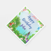 犬と馬の誕生日パーティー スタンダードランチョンナプキン (角)