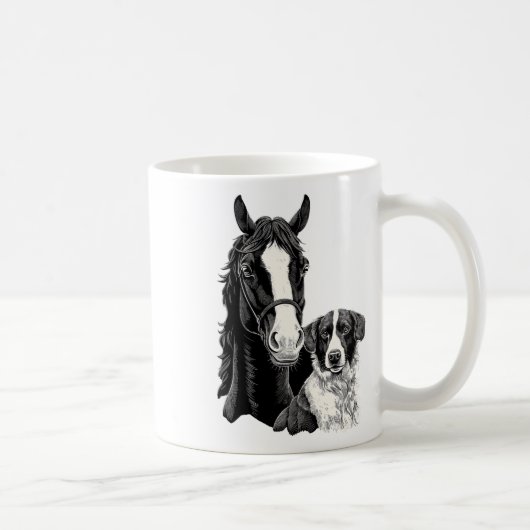 犬と馬好き乗馬の馬術 コーヒーマグカップ (右)