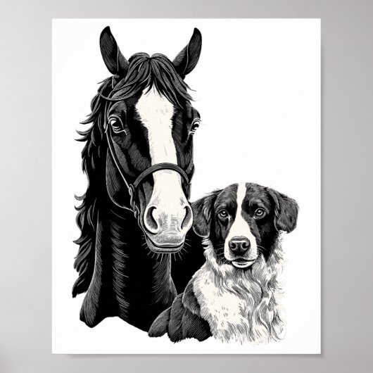 犬と馬好き乗馬の馬術 ポスター (正面)