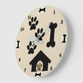 犬と骨の丸い壁時計 ラージ壁時計 (傾斜)