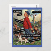 犬と魚釣り-ヴィンテージおもしろい – 印象的なAF ポストカード (正面/裏面)