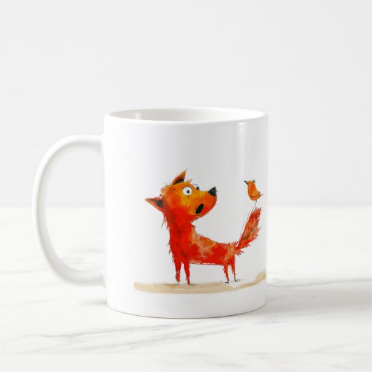 犬と鳥のキャラクターイラスト コーヒーマグカップ (左)