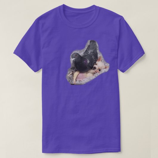 犬と鳩を釣った Tシャツ (デザイン正面)