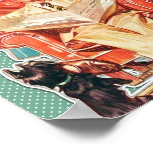 犬と50s家族のレトロウォールアートポスター ポスター (角)