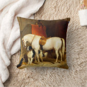 犬と《鳥》ハヤブサを安定させた白馬 クッション (ブランケット)