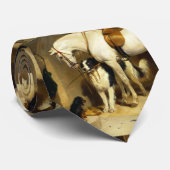 犬と《鳥》ハヤブサを安定させた白馬 ネクタイ (ロール)