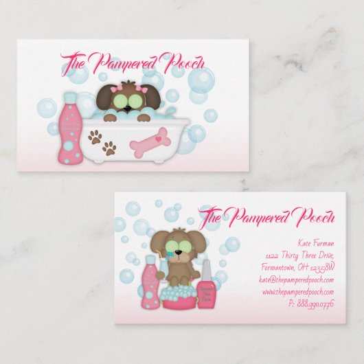 犬によって甘やかされる犬のトリマーの洗浄名刺 名刺 (正面/裏面)
