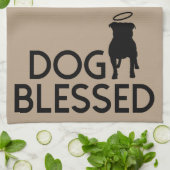 "犬によって賛美される"ピット・ブルの天使の台所タオル キッチンタオル (折り畳み)