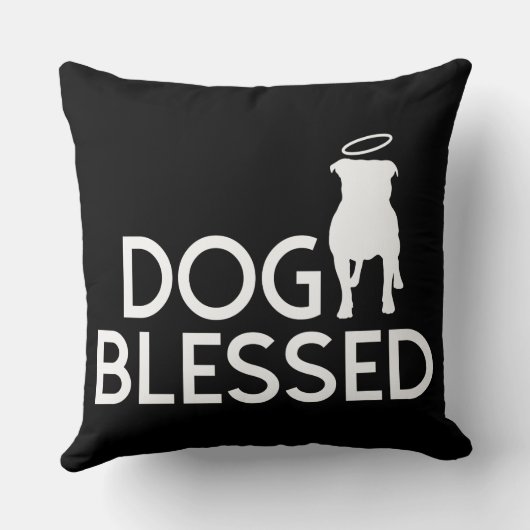 "犬によって賛美される"ピット・ブルの天使の装飾用クッション クッション (裏面)