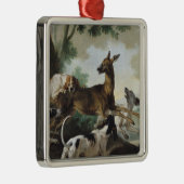 犬によって追跡されるシカ1725年 メタルオーナメント (右)