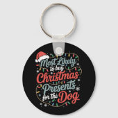 犬にクリスマスプレゼントを買ってあげそうな人 キーホルダー (正面)