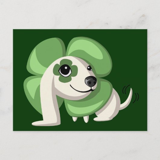 犬にクローバーをする ポストカード (正面)