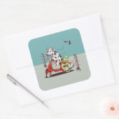 犬に乗った牛 スクエアシール (封筒)