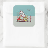 犬に乗った牛 スクエアシール (バッグ)