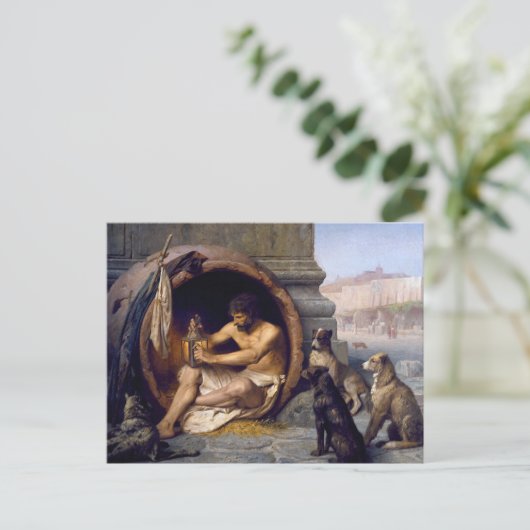 犬に囲まれたディオゲネス – by Jean Leon Gerome ポストカード (スタンド正面)